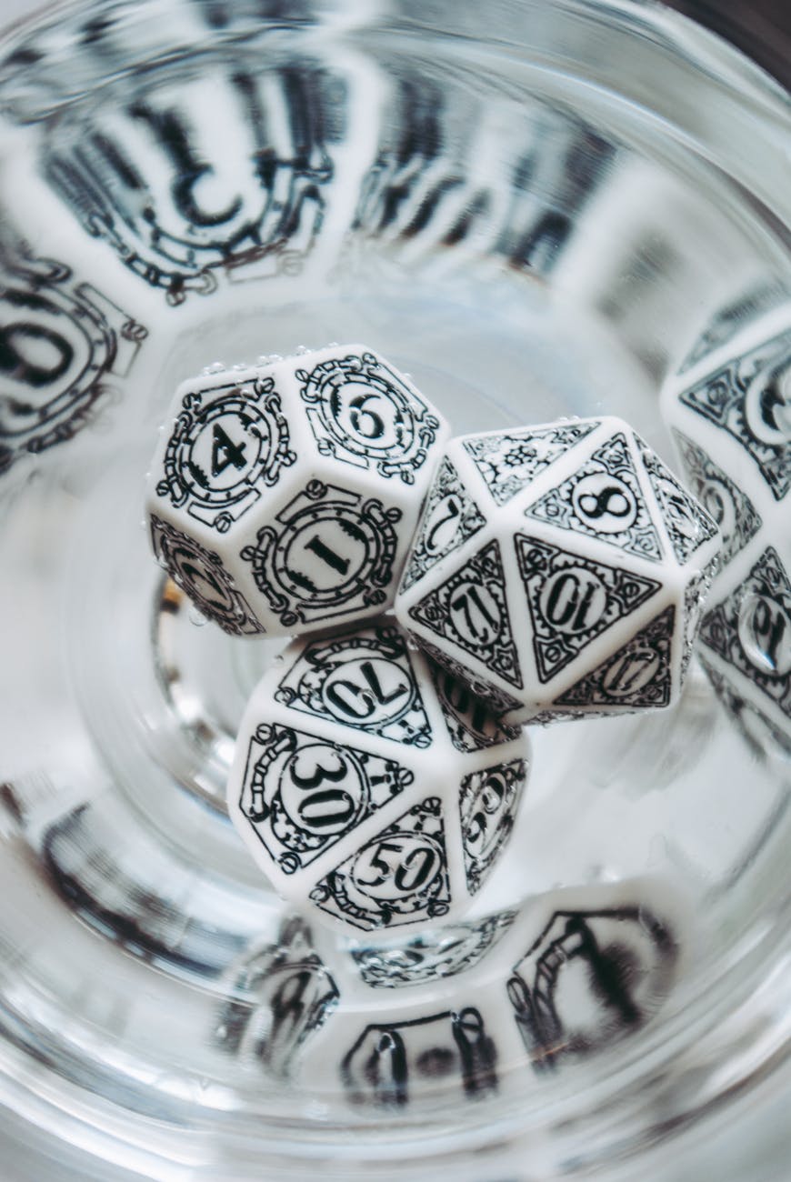 Several polyhedral dice.