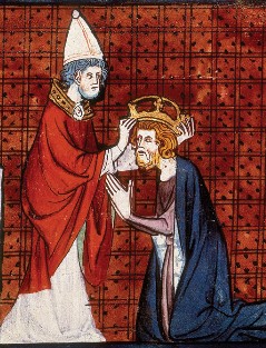 An illustration of the coronation of Charlemagne.