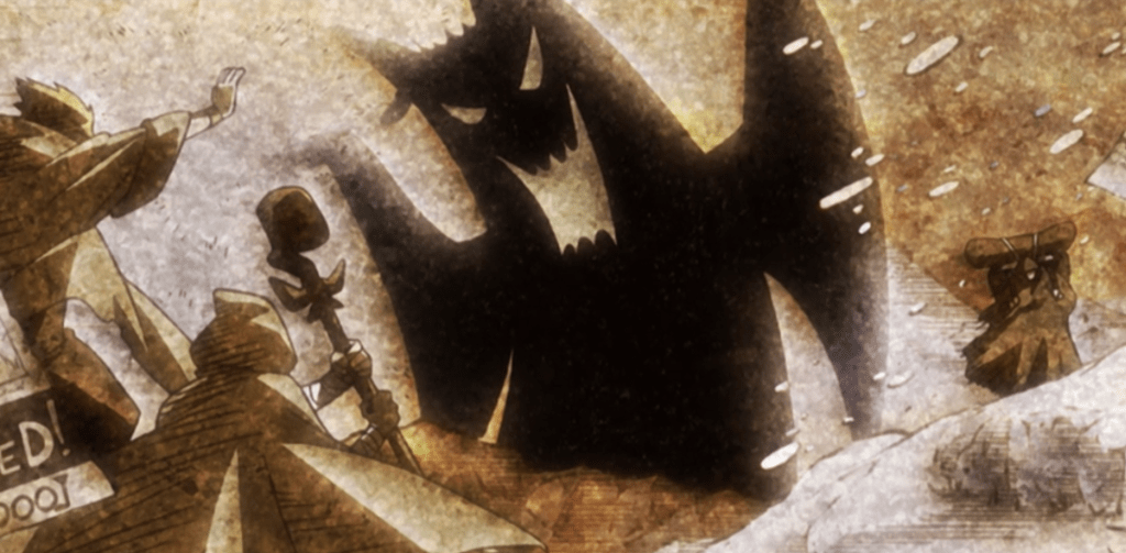 A screenshot of wizards fighting a monster from the intro to Fairy Tail.