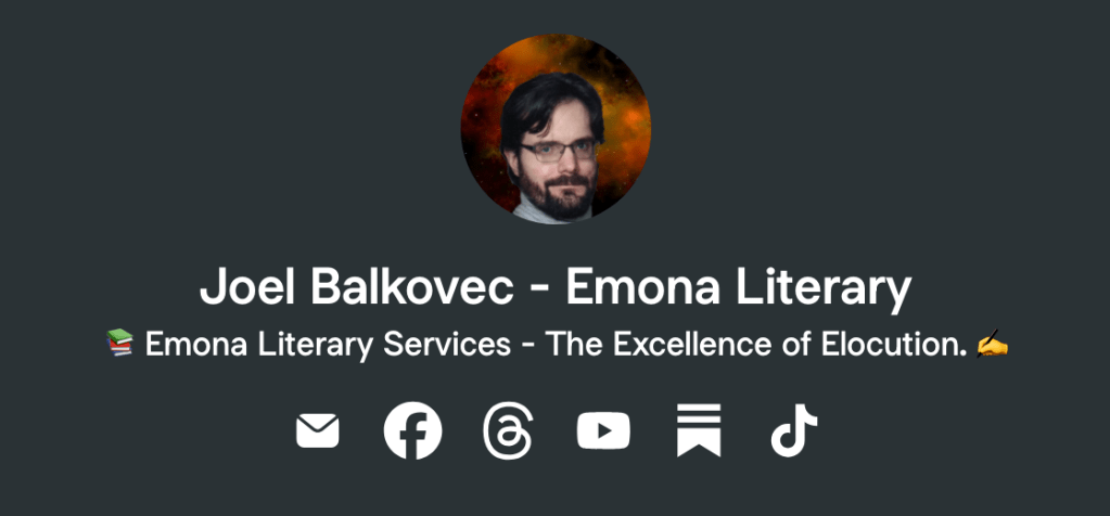 The Emona Literary LinkTree header image.