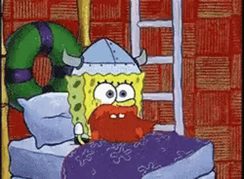 SpongeBob SquarePants dressed as a viking.