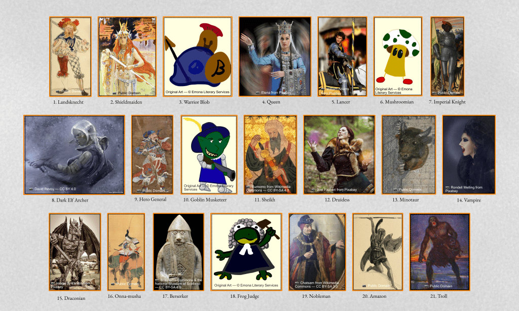A gallery of 21 Fantasy characters.