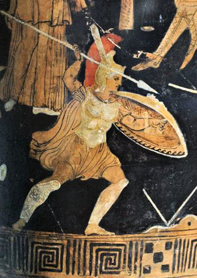 A depiction of Achilles of an Ancient Greek vase.