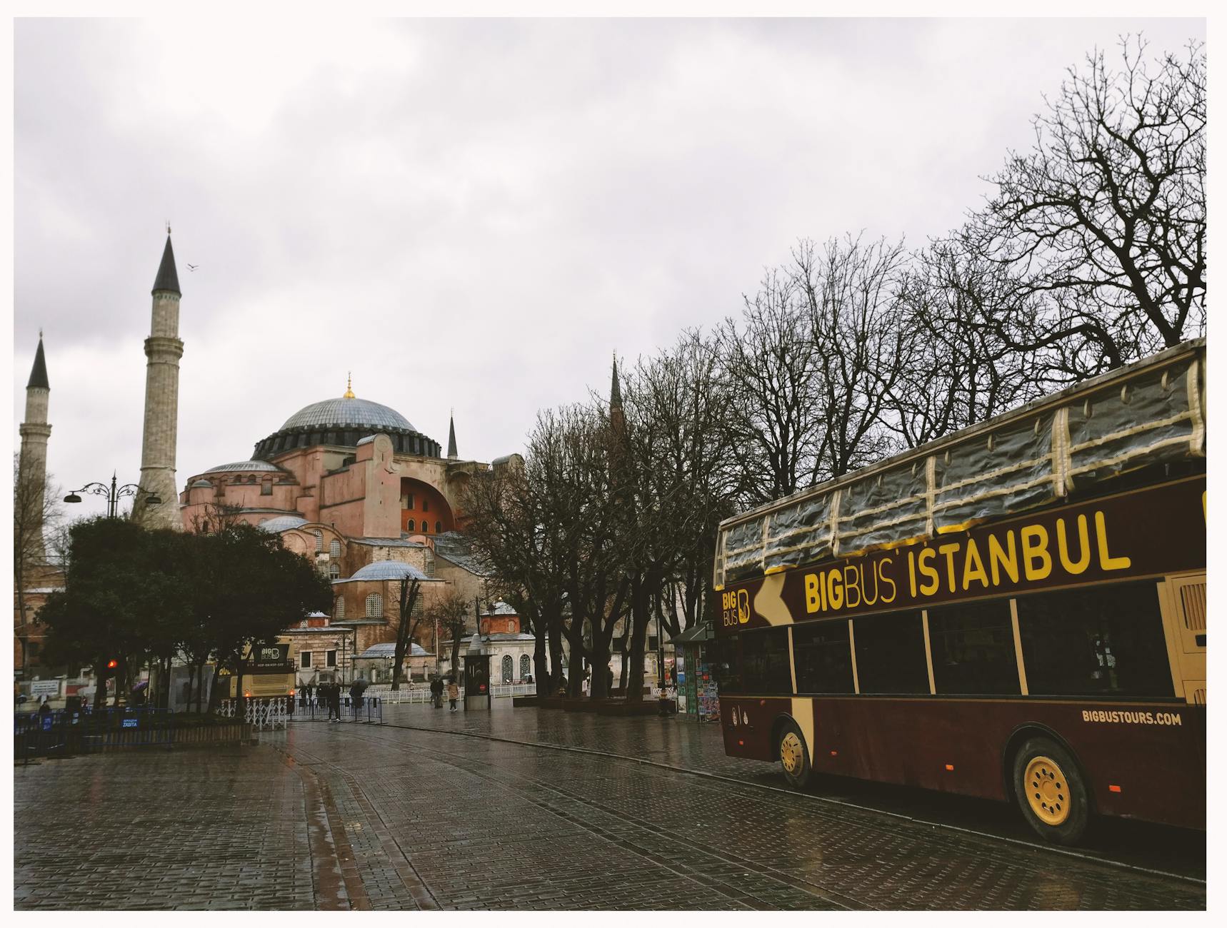 A street in Istanbul with a view of the Haigia Sophia.