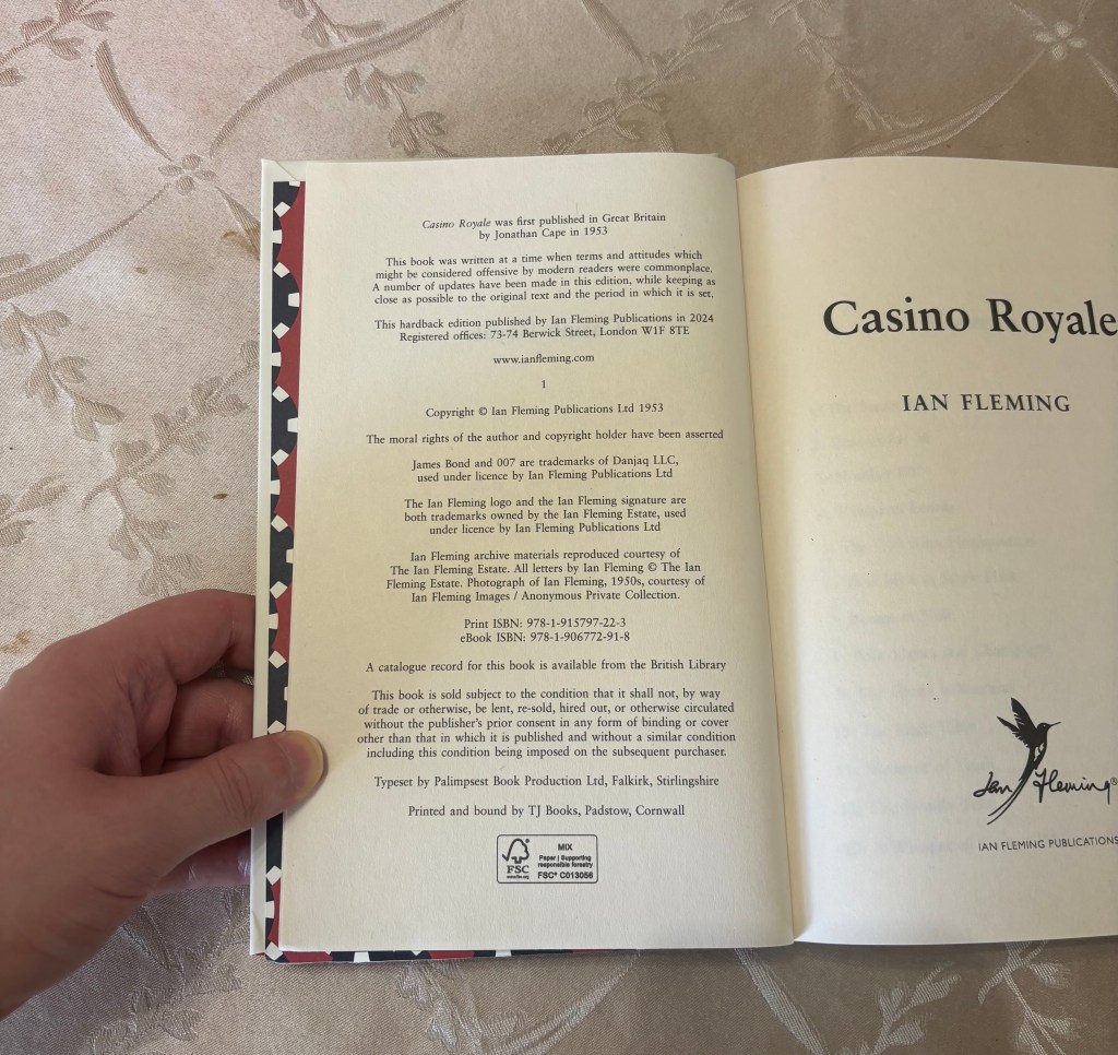 The front matter of my edition of Casino Royale.