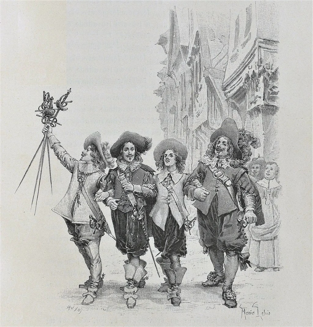 An illustration from an 1894 edition of The Three Musketeers