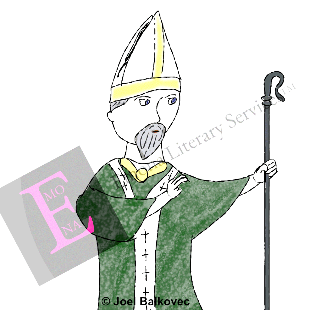 In-progress art of St. Dunstan by Joel Balkovec.
