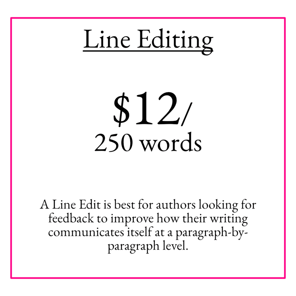 Line editing $12/250 words.