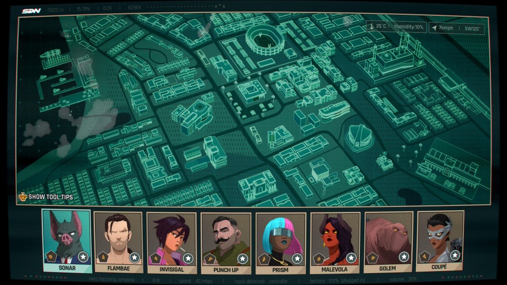 The gameplay map from Dispatch.