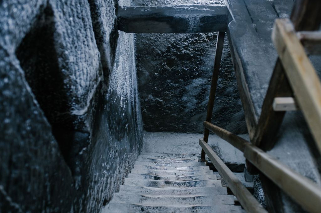 Stairs in a mine leading down