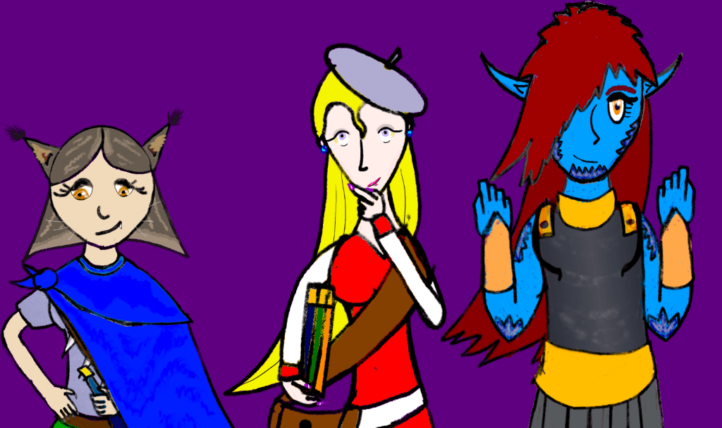 Art of the Three Ladies of Middlesbrooke: Lucia, Apolline, and Petra.