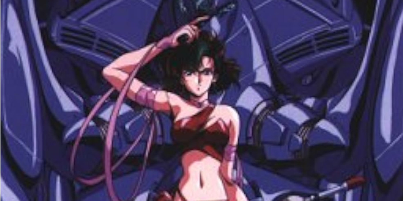 A crop of a 'Bubblegum Crisis' poster, focusing of Sylia Stingray.