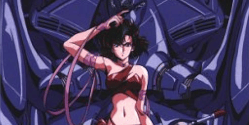 A crop of a 'Bubblegum Crisis' poster, focusing of Sylia Stingray.