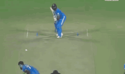 A cricket batsman batting.