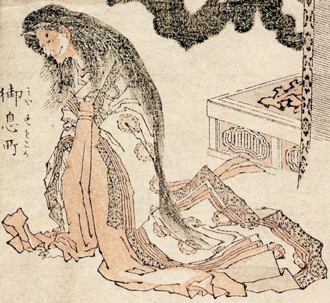 Traditional Japanese art of a female ghost.