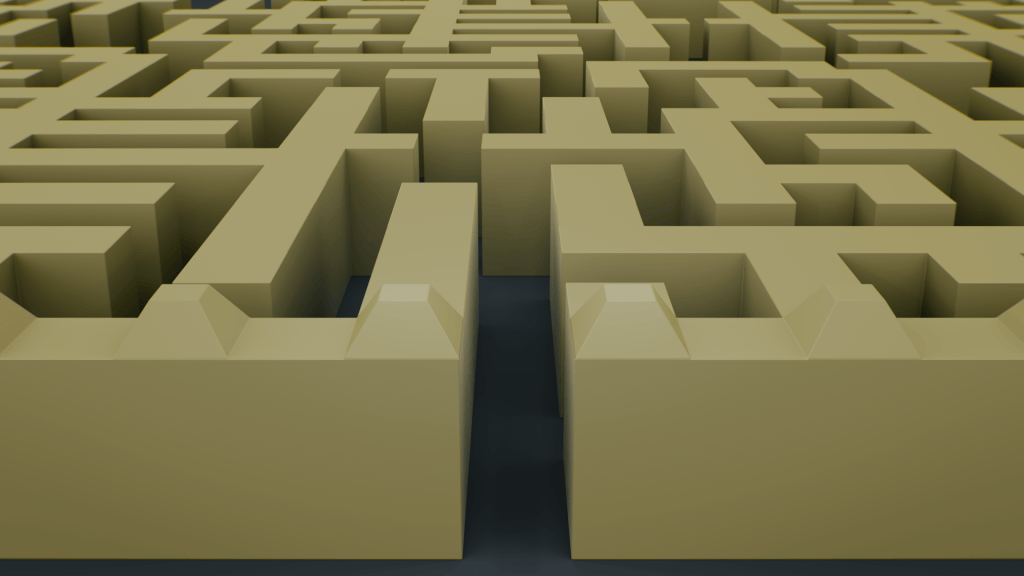 A 3D image of a maze.