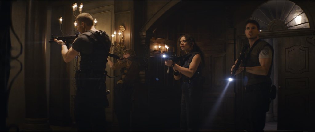 The S.T.A.R.S team in the Spencer Mansion in 'Resident Evil: Welcome to Raccoon City.'
